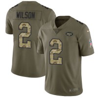 Nike New York Jets #2 Zach Wilson Olive/Camo Youth Stitched NFL Limited 2017 Salute To Service Jersey