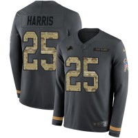 Nike Detroit Lions #25 Will Harris Anthracite Salute to Service Youth Stitched NFL Limited Therma Long Sleeve Jersey
