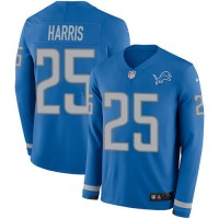 Nike Detroit Lions #25 Will Harris Blue Team Color Youth Stitched NFL Limited Therma Long Sleeve Jersey