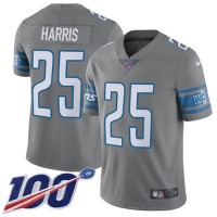 Nike Detroit Lions #25 Will Harris Gray Youth Stitched NFL Limited Rush 100th Season Jersey