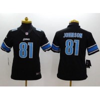 Nike Detroit Lions #81 Calvin Johnson Black Alternate Youth Stitched NFL Limited Jersey