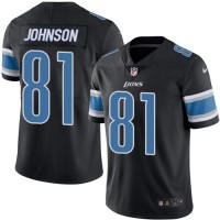 Nike Detroit Lions #81 Calvin Johnson Black Youth Stitched NFL Limited Rush Jersey