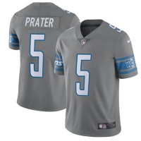 Nike Detroit Lions #5 Matt Prater Gray Youth Stitched NFL Limited Rush Jersey