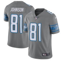 Nike Detroit Lions #81 Calvin Johnson Gray Youth Stitched NFL Limited Rush Jersey
