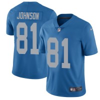Nike Detroit Lions #81 Calvin Johnson Blue Throwback Youth Stitched NFL Vapor Untouchable Limited Jersey