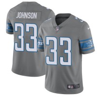Nike Detroit Lions #33 Kerryon Johnson Gray Youth Stitched NFL Limited Rush Jersey