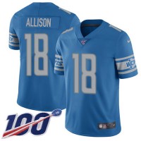 Nike Detroit Lions #18 Geronimo Allison Blue Team Color Youth Stitched NFL 100th Season Vapor Untouchable Limited Jersey