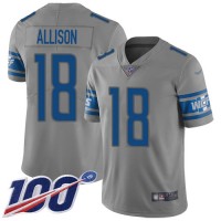 Nike Detroit Lions #18 Geronimo Allison Gray Youth Stitched NFL Limited Inverted Legend 100th Season Jersey