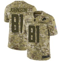 Nike Detroit Lions #81 Calvin Johnson Camo Youth Stitched NFL Limited 2018 Salute to Service Jersey