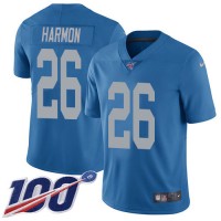 Nike Detroit Lions #26 Duron Harmon Blue Throwback Youth Stitched NFL 100th Season Vapor Untouchable Limited Jersey
