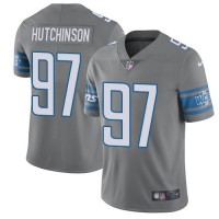 Nike Detroit Lions #97 Aidan Hutchinson Gray Youth Stitched NFL Limited Rush Jersey