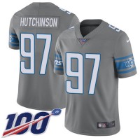 Nike Detroit Lions #97 Aidan Hutchinson Gray Youth Stitched NFL Limited Rush 100th Season Jersey