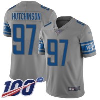 Nike Detroit Lions #97 Aidan Hutchinson Gray Youth Stitched NFL Limited Inverted Legend 100th Season Jersey