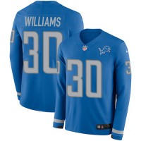 Nike Detroit Lions #30 Jamaal Williams Blue Team Color Youth Stitched NFL Limited Therma Long Sleeve Jersey