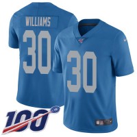 Nike Detroit Lions #30 Jamaal Williams Blue Throwback Youth Stitched NFL 100th Season Vapor Untouchable Limited Jersey