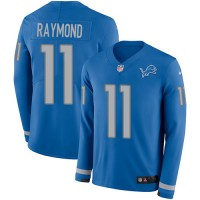Nike Detroit Lions #11 Kalif Raymond Blue Team Color Youth Stitched NFL Limited Therma Long Sleeve Jersey