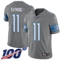 Nike Detroit Lions #11 Kalif Raymond Gray Youth Stitched NFL Limited Rush 100th Season Jersey