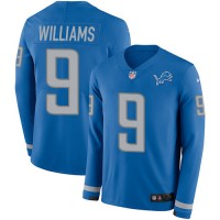 Nike Detroit Lions #9 Jameson Williams Blue Team Color Youth Stitched NFL Limited Therma Long Sleeve Jersey