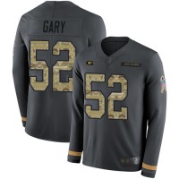 Nike Green Bay Packers #52 Rashan Gary Anthracite Salute to Service Youth Stitched NFL Limited Therma Long Sleeve Jersey