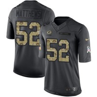 Nike Green Bay Packers #52 Clay Matthews Black Youth Stitched NFL Limited 2016 Salute to Service Jersey