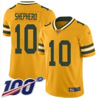 Nike Green Bay Packers #10 Darrius Shepherd Gold Youth Stitched NFL Limited Inverted Legend 100th Season Jersey