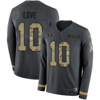 Nike Green Bay Packers #10 Jordan Love Anthracite Salute to Service Youth Stitched NFL Limited Therma Long Sleeve Jersey