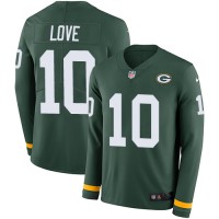 Nike Green Bay Packers #10 Jordan Love Green Team Color Youth Stitched NFL Limited Therma Long Sleeve Jersey