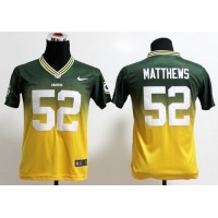 Nike Green Bay Packers #52 Clay Matthews Green/Gold Youth Stitched NFL Elite Fadeaway Fashion Jersey