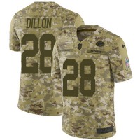 Nike Green Bay Packers #28 AJ Dillon Camo Youth Stitched NFL Limited 2018 Salute To Service Jersey