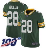 Nike Green Bay Packers #28 AJ Dillon Green Team Color Youth Stitched NFL 100th Season Vapor Untouchable Limited Jersey