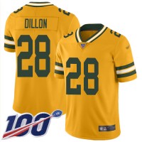 Nike Green Bay Packers #28 AJ Dillon Gold Youth Stitched NFL Limited Inverted Legend 100th Season Jersey