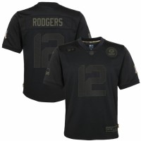 Green Bay Green Bay Packers #12 Aaron Rodgers Nike Youth 2020 Salute to Service Game Jersey Black