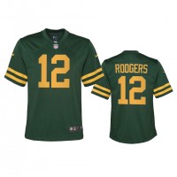 Green Bay Green Bay Packers #12 Aaron Rodgers Youth Nike Alternate Game Player NFL Jersey - Green