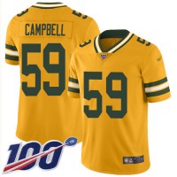 Nike Green Bay Packers #59 De'Vondre Campbell Gold Youth Stitched NFL Limited Inverted Legend 100th Season Jersey