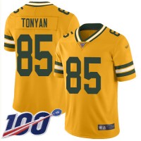 Nike Green Bay Packers #85 Robert Tonyan Gold Youth Stitched NFL Limited Inverted Legend 100th Season Jersey