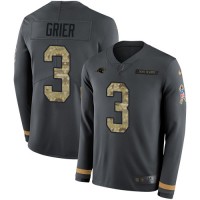 Nike Carolina Panthers #3 Will Grier Anthracite Salute to Service Youth Stitched NFL Limited Therma Long Sleeve Jersey