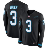 Nike Carolina Panthers #3 Will Grier Black Team Color Youth Stitched NFL Limited Therma Long Sleeve Jersey