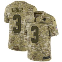 Nike Carolina Panthers #3 Will Grier Camo Youth Stitched NFL Limited 2018 Salute To Service Jersey