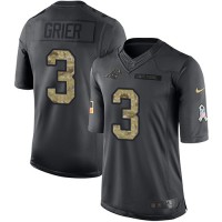 Nike Carolina Panthers #3 Will Grier Black Youth Stitched NFL Limited 2016 Salute to Service Jersey