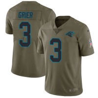 Nike Carolina Panthers #3 Will Grier Olive Youth Stitched NFL Limited 2017 Salute To Service Jersey
