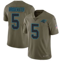 Nike Carolina Panthers #5 Teddy Bridgewater Olive Youth Stitched NFL Limited 2017 Salute To Service Jersey