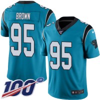 Nike Carolina Panthers #95 Derrick Brown Blue Youth Stitched NFL Limited Rush 100th Season Jersey