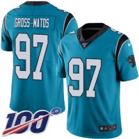 Nike Carolina Panthers #97 Yetur Gross-Matos Blue Youth Stitched NFL Limited Rush 100th Season Jersey