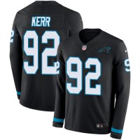 Nike Carolina Panthers #92 Zach Kerr Black Team Color Youth Stitched NFL Limited Therma Long Sleeve Jersey