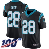 Nike Carolina Panthers #28 Mike Davis Black Team Color Youth Stitched NFL 100th Season Vapor Untouchable Limited Jersey