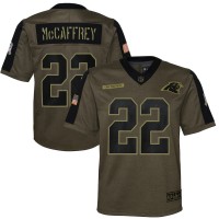 Carolina Carolina Panthers #22 Christian McCaffrey Olive Nike Youth 2021 Salute To Service Game Jersey