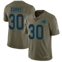 Nike Carolina Panthers #30 Stephen Curry Olive Youth Stitched NFL Limited 2017 Salute to Service Jersey