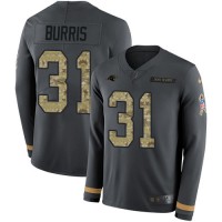 Nike Carolina Panthers #31 Juston Burris Anthracite Salute to Service Youth Stitched NFL Limited Therma Long Sleeve Jersey