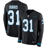 Nike Carolina Panthers #31 Juston Burris Black Team Color Youth Stitched NFL Limited Therma Long Sleeve Jersey