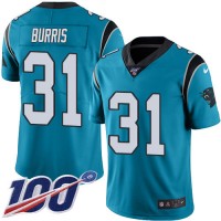 Nike Carolina Panthers #31 Juston Burris Blue Alternate Youth Stitched NFL 100th Season Vapor Untouchable Limited Jersey